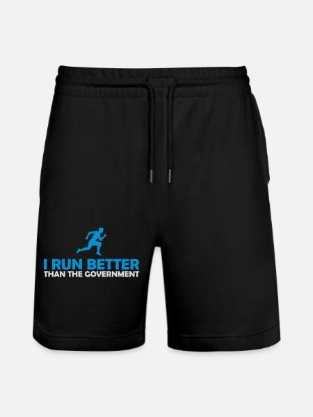 run better than government - Stanley/Stella Trainer Unisex Organic Jogging Shorts - black