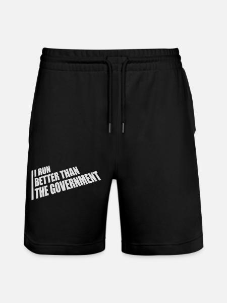 run better than government - Stanley/Stella Trainer Unisex Organic Jogging Shorts - black