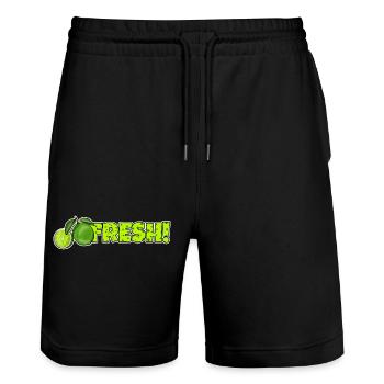 Fresh Comic Style Bubble Graffiti Lettering - Stanley/Stella Trainer Unisex Organic Jogging Shorts - black - Front - Nik (191cm) & Marisol (170cm)