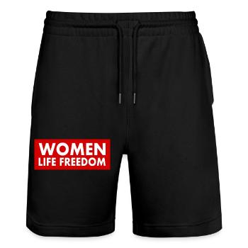 Women life freedom - Stanley/Stella Unisex Bio Joggingshorts Trainer  - Schwarz - Vorne - Nik (191cm) & Marisol (170cm)