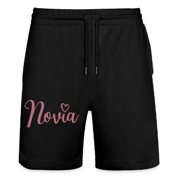 Novia Girlfriend Engagement Bridal Shower Wedding - Stanley/Stella Trainer Unisex Organic Jogging Shorts - black - Front - Nik (191cm) & Marisol (170cm)