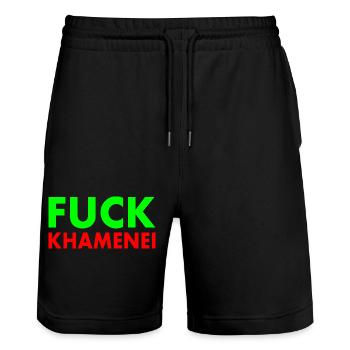 Fuck khamenei Chamenei - iran - Stanley/Stella Trainer Unisex Organic Jogging Shorts - black - Front - Nik (191cm) & Marisol (170cm)