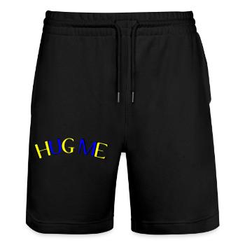 hug me - Stanley/Stella Trainer Unisex Organic Jogging Shorts - black - Front - Nik (191cm) & Marisol (170cm)