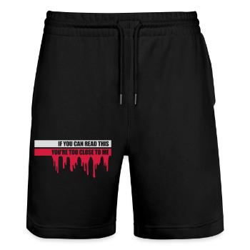 trop près de moi - Short de jogging bio TRAINER Stanley/Stella unisexe - noir - Devant - Nik (191cm) & Marisol (170cm)