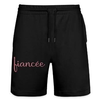 Fiancée Matching Engagement Wedding Honeymoon - Stanley/Stella Trainer Unisex Organic Jogging Shorts - black - Front - Nik (191cm) & Marisol (170cm)