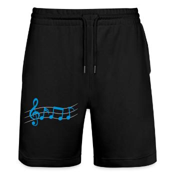 Logo Symbole Musik Noten - Stanley/Stella Unisex Bio Joggingshorts Trainer  - Schwarz - Vorne - Nik (191cm) & Marisol (170cm)