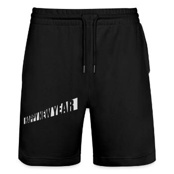 happy new year quote - Stanley/Stella Trainer Unisex Organic Jogging Shorts - black - Front - Nik (191cm) & Marisol (170cm)