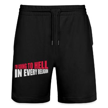 im going to hell - Stanley/Stella Unisex Bio Joggingshorts Trainer  - Schwarz - Vorne - Nik (191cm) & Marisol (170cm)
