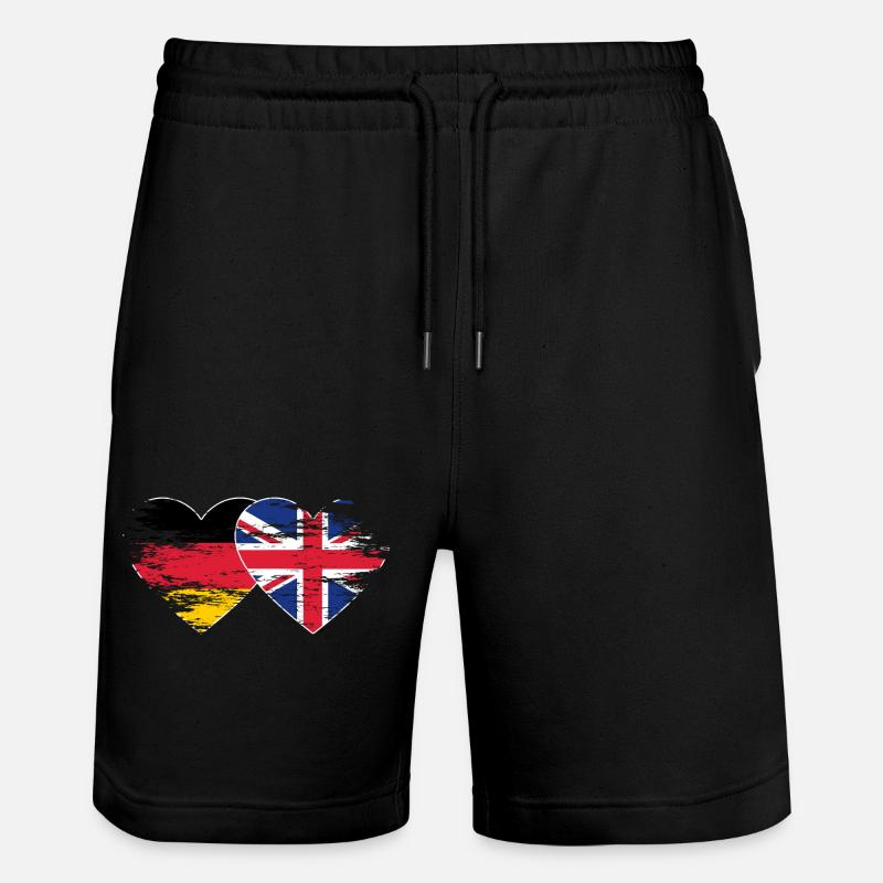 Allemagne Royaume-Uni drapeau utilisé coeur - Short de jogging bio TRAINER Stanley/Stella unisexe - noir