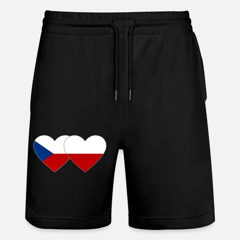 République tchèque Pologne Drapeau large - Short de jogging bio TRAINER Stanley/Stella unisexe - noir