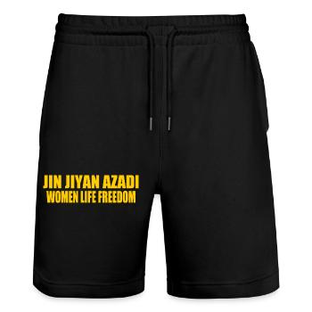 jin jiyan azadi women life freedom - Short de jogging bio TRAINER Stanley/Stella unisexe - noir - Devant - Nik (191cm) & Marisol (170cm)
