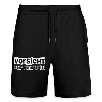 Vorsicht ganz dünnes Eis! - Stanley/Stella Unisex Bio Joggingshorts Trainer  - Schwarz - Vorne - Nik (191cm) & Marisol (170cm)