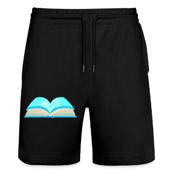 Book Reading Gift Reader Book Lovers Books - Stanley/Stella Trainer Unisex Organic Jogging Shorts - black - Front - Nik (191cm) & Marisol (170cm)