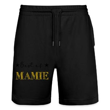OMA. MUTTERTAG. ALLES GUTE ZUM GEBURTSTAG OMA. ICH LIEBE DICH - Stanley/Stella Unisex Bio Joggingshorts Trainer  - Schwarz - Vorne - Nik (191cm) & Marisol (170cm)