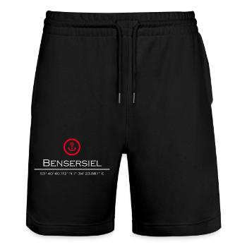 Bensersiel - Stanley/Stella Unisex Bio Joggingshorts Trainer  - Schwarz - Vorne - Nik (191cm) & Marisol (170cm)