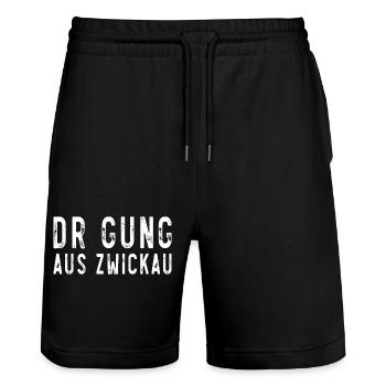 Zwickau Gung Erzgebirge - Stanley/Stella Unisex Bio Joggingshorts Trainer  - Schwarz - Vorne - Nik (191cm) & Marisol (170cm)