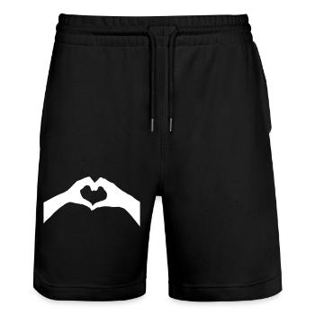 Herz - Stanley/Stella Unisex Bio Joggingshorts Trainer  - Schwarz - Vorne - Nik (191cm) & Marisol (170cm)
