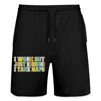 sayings funny geek barbells churrascada outdoors - Stanley/Stella Unisex Bio Joggingshorts Trainer  - Schwarz - Vorne - Nik (191cm) & Marisol (170cm)