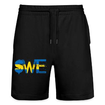 Suède Suède drapeau national norden skandinavia - Short de jogging bio TRAINER Stanley/Stella unisexe - noir - Devant - Nik (191cm) & Marisol (170cm)