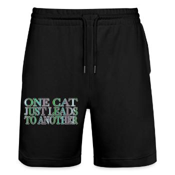 cat butt tshirts cat hair tshirts gift idea cool - Stanley/Stella Unisex Bio Joggingshorts Trainer  - Schwarz - Vorne - Nik (191cm) & Marisol (170cm)