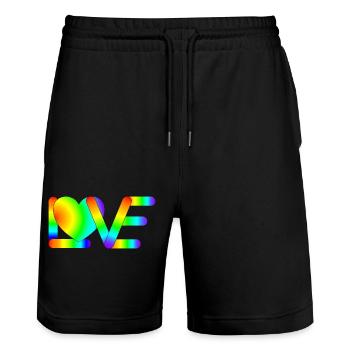 Love in Regenbogen Farben - Stanley/Stella Unisex Bio Joggingshorts Trainer  - Schwarz - Vorne - Nik (191cm) & Marisol (170cm)