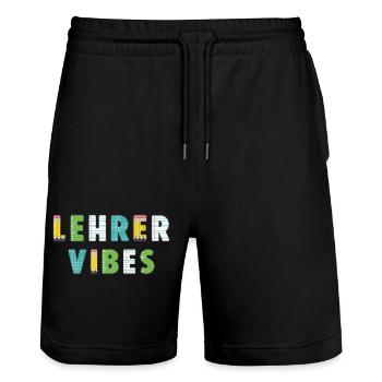 Lehrer Vibes - Stanley/Stella Unisex Bio Joggingshorts Trainer  - Schwarz - Vorne - Nik (191cm) & Marisol (170cm)
