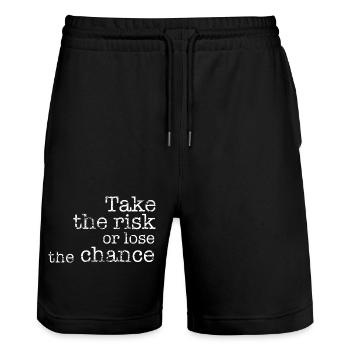 Take the risk or lose the chance - Stanley/Stella Trainer Unisex Organic Jogging Shorts - black - Front - Nik (191cm) & Marisol (170cm)