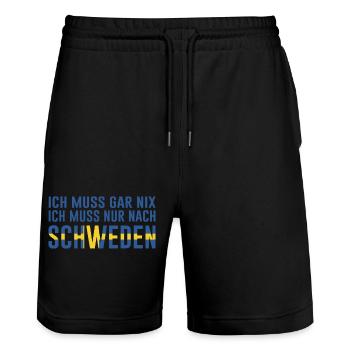 Schweden Spruch Geschenk Reisen - Stanley/Stella Unisex Bio Joggingshorts Trainer  - Schwarz - Vorne - Nik (191cm) & Marisol (170cm)