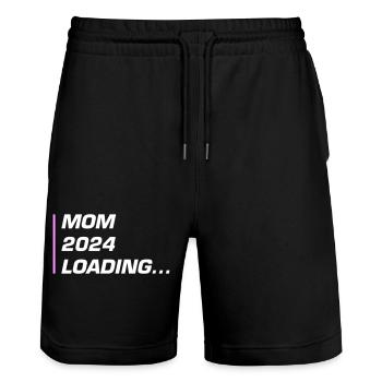 Mama 2024 Loading Mom - Stanley/Stella Trainer Unisex Organic Jogging Shorts - black - Front - Nik (191cm) & Marisol (170cm)