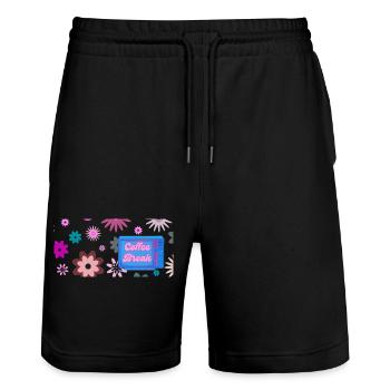 Coffee Break im Stil der 60er / Sweet sixties - Stanley/Stella Unisex Bio Joggingshorts Trainer  - Schwarz - Vorne - Nik (191cm) & Marisol (170cm)