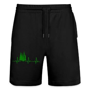 Wald Baum Herzschlag Ekg - Stanley/Stella Unisex Bio Joggingshorts Trainer  - Schwarz - Vorne - Nik (191cm) & Marisol (170cm)