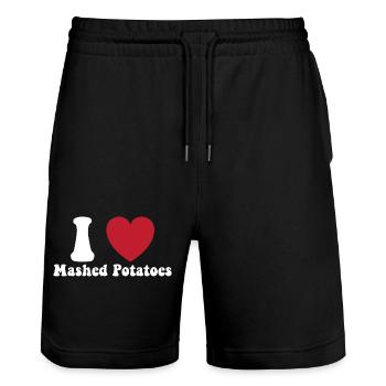 I Love Mashed Potatoes Thanksgiving Dinner Gift - Stanley/Stella Trainer Unisex Organic Jogging Shorts - black - Front - Nik (191cm) & Marisol (170cm)