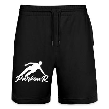 Parkour - Stanley/Stella Trainer Unisex Organic Jogging Shorts - black - Front - Nik (191cm) & Marisol (170cm)