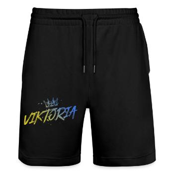 Scott - Short de jogging bio TRAINER Stanley/Stella unisexe - noir - Devant - Nik (191cm) & Marisol (170cm)