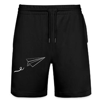 Avion en papier - Short de jogging bio TRAINER Stanley/Stella unisexe - noir - Devant - Nik (191cm) & Marisol (170cm)