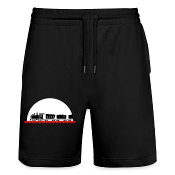 Eisenbahn Lokomotive Modeleisenbahn Zug - Stanley/Stella Unisex Bio Joggingshorts Trainer  - Schwarz - Vorne - Nik (191cm) & Marisol (170cm)