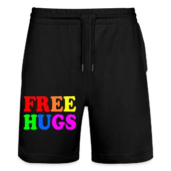 Free hugs - Short de jogging bio TRAINER Stanley/Stella unisexe - noir - Devant - Nik (191cm) & Marisol (170cm)