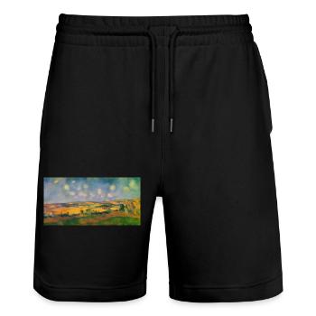 The magic of nature in a quiet French countryside - Stanley/Stella Trainer Unisex Organic Jogging Shorts - black - Front - Nik (191cm) & Marisol (170cm)