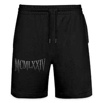 MCMLXXIV 1974 50e anniversaire B-Day cadeau d’anniversaire - Short de jogging bio TRAINER Stanley/Stella unisexe - noir - Devant - Nik (191cm) & Marisol (170cm)