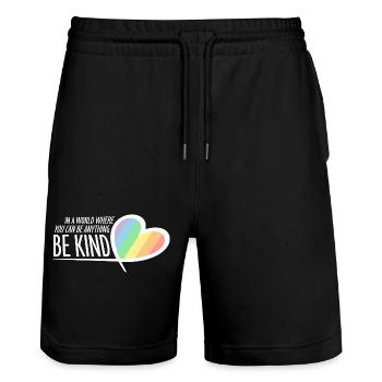 In A World Where You Can Be Anything Be Kind Zitat - Stanley/Stella Unisex Bio Joggingshorts Trainer  - Schwarz - Vorne - Nik (191cm) & Marisol (170cm)