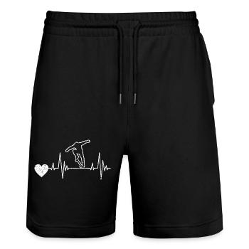 Skateboard Skaten Skateboarding Skate-Fan Skater - Stanley/Stella Unisex Bio Joggingshorts Trainer  - Schwarz - Vorne - Nik (191cm) & Marisol (170cm)