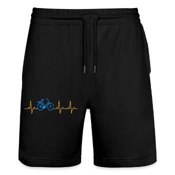 Fahrrad Herzschlag Bike - Stanley/Stella Unisex Bio Joggingshorts Trainer  - Schwarz - Vorne - Nik (191cm) & Marisol (170cm)