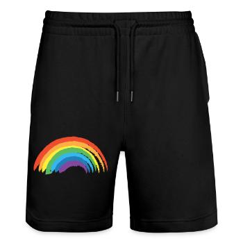 Regenbogen mit bunten Farben Retro Vintage - Stanley/Stella Unisex Bio Joggingshorts Trainer  - Schwarz - Vorne - Nik (191cm) & Marisol (170cm)