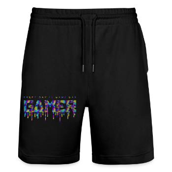 jeu gamer jeu amusant citation drôle amour hacker vidéo - Short de jogging bio TRAINER Stanley/Stella unisexe - noir - Devant - Nik (191cm) & Marisol (170cm)