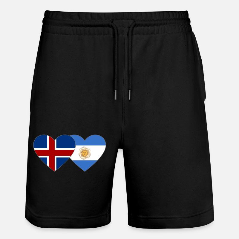 Islande Argentine Drapeau Coeur - Short de jogging bio TRAINER Stanley/Stella unisexe - noir