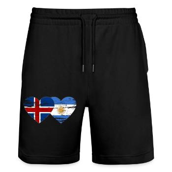 Islande Argentine Drapeau Coeur Utilisé - Short de jogging bio TRAINER Stanley/Stella unisexe - noir - Devant - Nik (191cm) & Marisol (170cm)