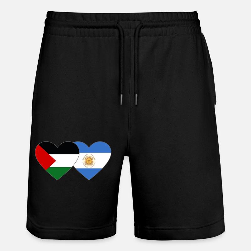 Palestine Argentine Drapeau Coeur - Short de jogging bio TRAINER Stanley/Stella unisexe - noir