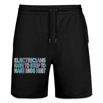 electrician bib funny sayings electrician gift - Stanley/Stella Unisex Bio Joggingshorts Trainer  - Schwarz - Vorne - Nik (191cm) & Marisol (170cm)