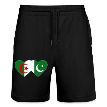 Algérie Pakistan Drapeau Coeur - Short de jogging bio TRAINER Stanley/Stella unisexe - noir - Devant - Nik (191cm) & Marisol (170cm)