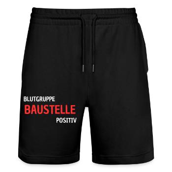 Blutgruppe Baustelle Positiv - Bauarbeiterwitzig - Stanley/Stella Unisex Bio Joggingshorts Trainer  - Schwarz - Vorne - Nik (191cm) & Marisol (170cm)